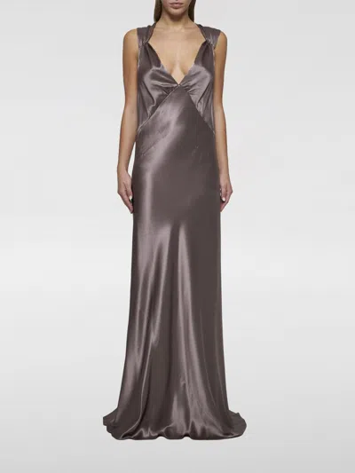 Saint Laurent Women Satin Silk Gown In Gray