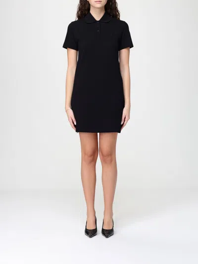 Saint Laurent Classic Collar Short-sleeve Cotton Dress In Black