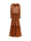 Saint Laurent Silk Dress With Corset Waist And Puff Sleeves