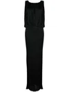 Saint Laurent Shoulder-baring Long Dress With Gathered Accents In Black