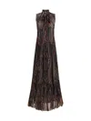 Saint Laurent Pleated Tiered Paisley-print Metallic Silk-blend Georgette Maxi Dress In Brown