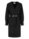 Saint Laurent Sheath Midi Dress In Black
