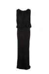 Saint Laurent Shoulder-baring Long Dress With Gathered Accents