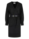 Saint Laurent Sheath Midi Dress In Black