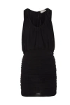 Saint Laurent Cupro Mini Dress With Draped Top And Sheer Shoulder Panels In Black