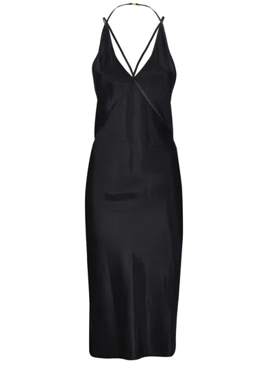 Saint Laurent Silk Backless Slip Dress In Black