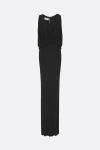 Saint Laurent Long Black Dress With Gathered Bodice In Black