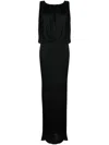 Saint Laurent Long Draped Jersey Dress In Black