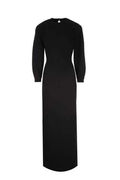 Saint Laurent Long Wool Dress In Black