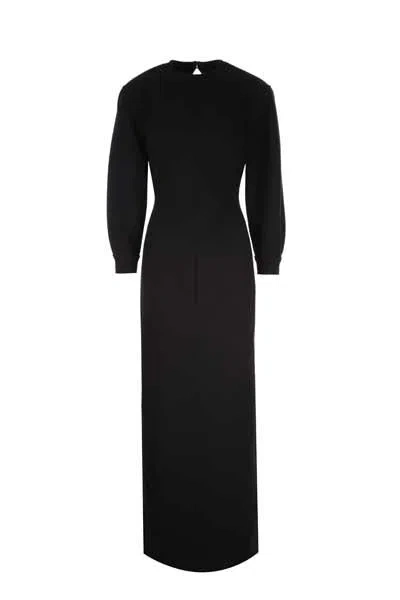 Saint Laurent Long Wool Dress In Black | ModeSens