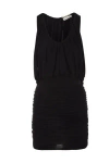 Saint Laurent Cupro Mini Dress With Draped Top And Sheer Shoulder Panels In Black