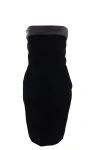 Saint Laurent Strapless Satin-trimmed Velvet Mini Dress In Black