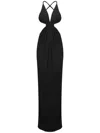 Saint Laurent Abito Lungo In Crepe Nero Donna In Black