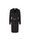 Saint Laurent V-neck Long-sleeve Belted Wrap Dress In Black