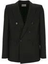 Saint Laurent Double-breasted Wool Blazer In Black