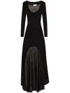 Saint Laurent Women's Semi-sheer Construction Asymmetric Design Scoop Neck Dress In Black