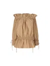 Saint Laurent Paris Women Cotton Serge Gathered Mini Dress In Cannels