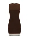 Saint Laurent Women Tulle Tank Mini Dress In Marron