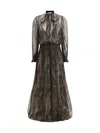 Saint Laurent Long Lavallière Dress In Multicolour