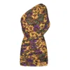 Saint Laurent One Shoulder Ruched Dress In Multicolour