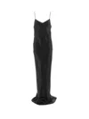 Saint Laurent Long Cowl-back Dress In Iridescent Satin In Noir