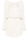 Saint Laurent White Off-shoulder Dress With Tight Waist In Viscose Woman