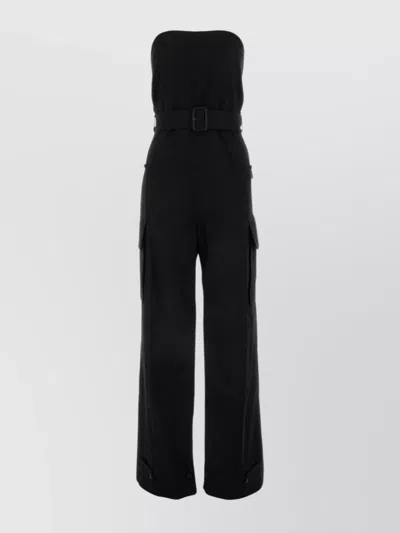 Saint Laurent Cassandre Strapless Jumpsuit In Black