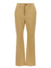 Saint Laurent Beige Straight Pants With A Button In Cotton Woman In Beige