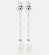 Saint Laurent Drop Clip-on Earrings With Faux Pearls In Silver