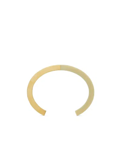 Saint Laurent Duet Debossed-logo Bracelet In Light Bronze Ivory