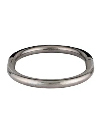 Pre-owned Saint Laurent Duet Oval Hinged Bangle, 7" In Black