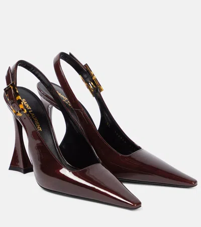 Saint Laurent Dune 110 Patent Leather Slingback Pumps In Red