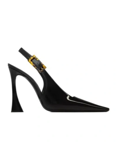 Saint Laurent Dune Patent Slingback Pumps In Black