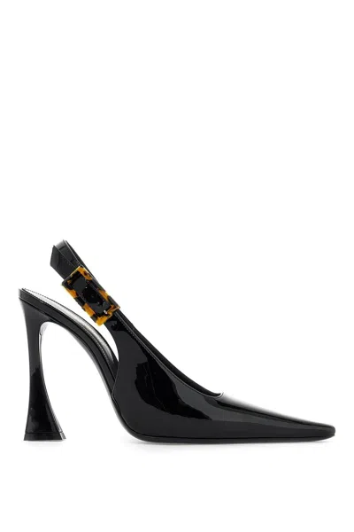 Saint Laurent Leather Dune Heeled Slingbacks 110 In Black