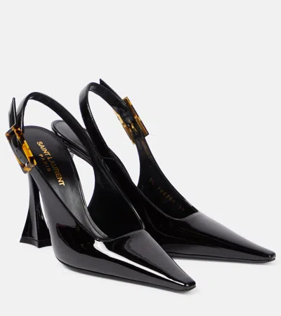 Saint Laurent Dune Patent Leather Slingback Pumps In Black