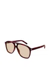 Saint Laurent Tortoiseshell Sl 596 Dune Rectangular Sunglasses In Brown