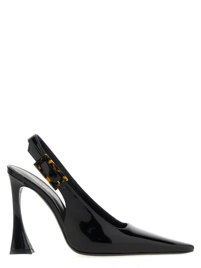Saint Laurent Dune Patent-leather Slingback Pumps In Black
