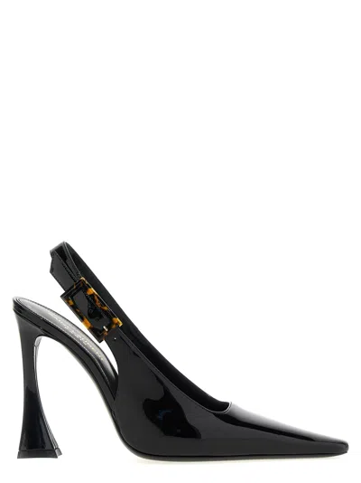 Saint Laurent Dune Patent-leather Slingback Pumps In Black