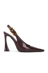 Saint Laurent Stone Sevilla Brown Patent Leather Pumps In Marron Glace
