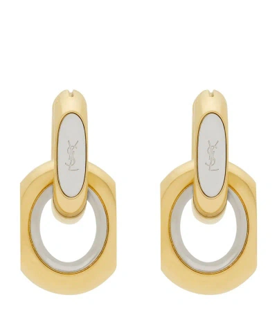 Saint Laurent Duo-link Cassandre Earrings In Gold