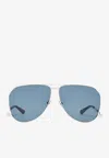 Saint Laurent Sl690 Dust Pilot-frame Sunglasses In Blue