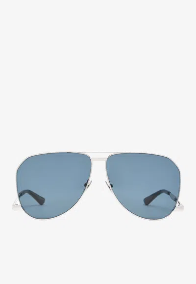 Saint Laurent Sl690 Dust Pilot-frame Sunglasses In Blue