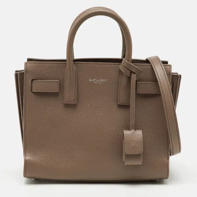 Pre-owned Saint Laurent Dusty Pink Leather Nano Classic Sac De Jour Tote