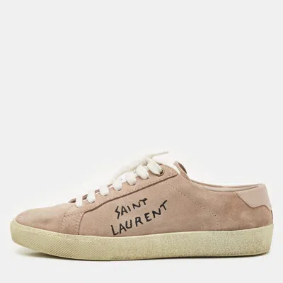 Pre-owned Saint Laurent Dusty Pink Suede Court Classic Low Top Sneakers Size 37