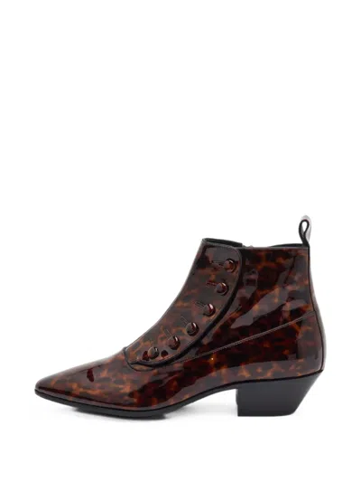 Pre-owned Saint Laurent Dylan Ankle Boots In Brown