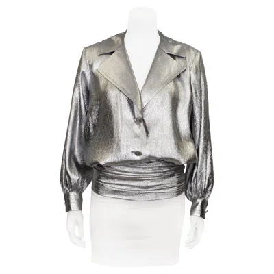Pre-owned Saint Laurent Early 1980's Collection  Rive Gauche Silver Lame Shirt & Cummerbund