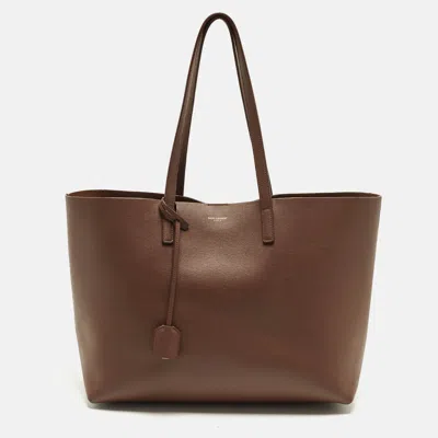 Pre-owned Saint Laurent East West Brown Leather Tote