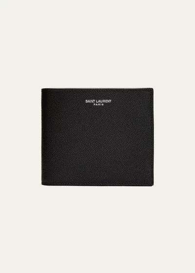 Saint Laurent East-west Calfskin Leather Wallet In Black