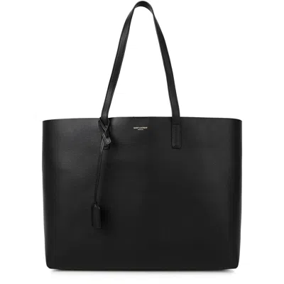 Saint Laurent East West Grained Leather Tote In Black