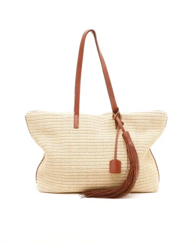 Saint Laurent East West Raffia Tote Bag In Neutral